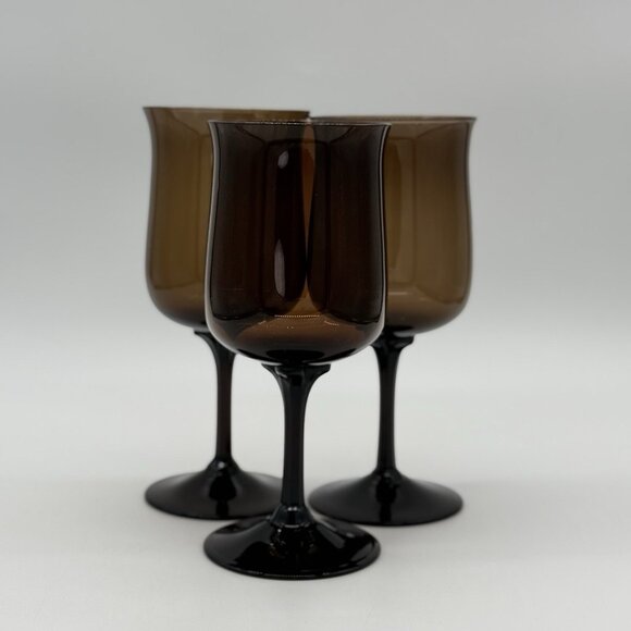 Lenox Crystal SET OF Three Espresso Brown Wine Water Goblets Expression Line - Picture 5 of 7